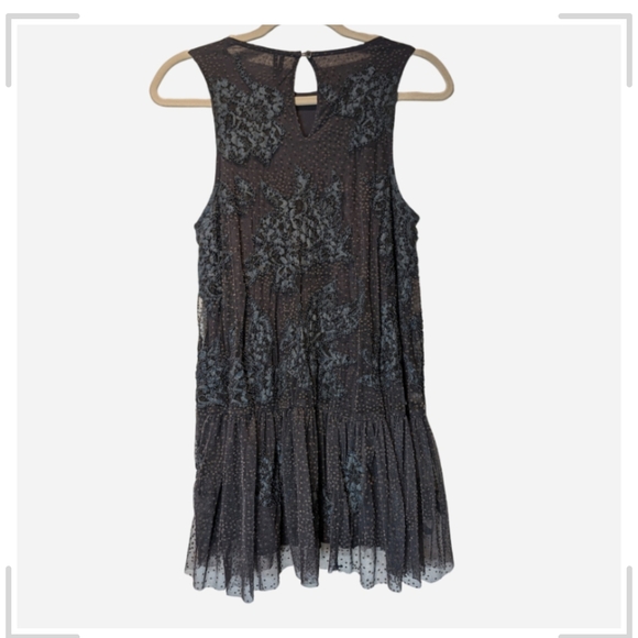 Pre-owned Anthropologie Navy and Teal Lace Tank Top - Picture 3 of 6